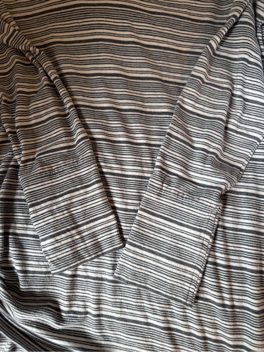 Prana Black Striped Lightweight Scoop Neck Long Sleeve Hoodie Top, size M - Picture 10 of 11